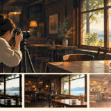 店舗写真が暗い・窓が白飛びするときの撮り方の説明イメージ（AI生成）