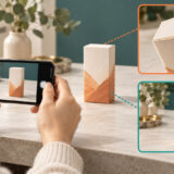 スマホで商品撮影すると形がゆがむ理由の説明イメージ（AI生成）