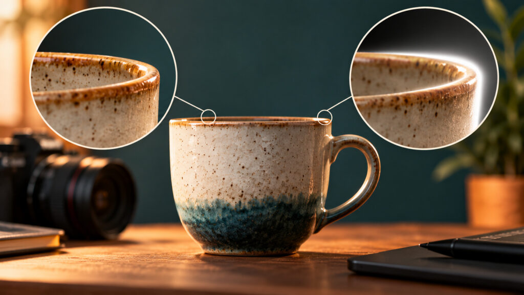 写真をシャープにすると輪郭が白くなる原因と調整方法の説明イメージ（AI生成）